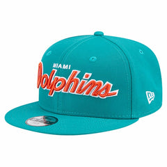 Miami Dolphins New Era Youth Main Script 9FIFTY Snapback Hat - Aqua - NFL
