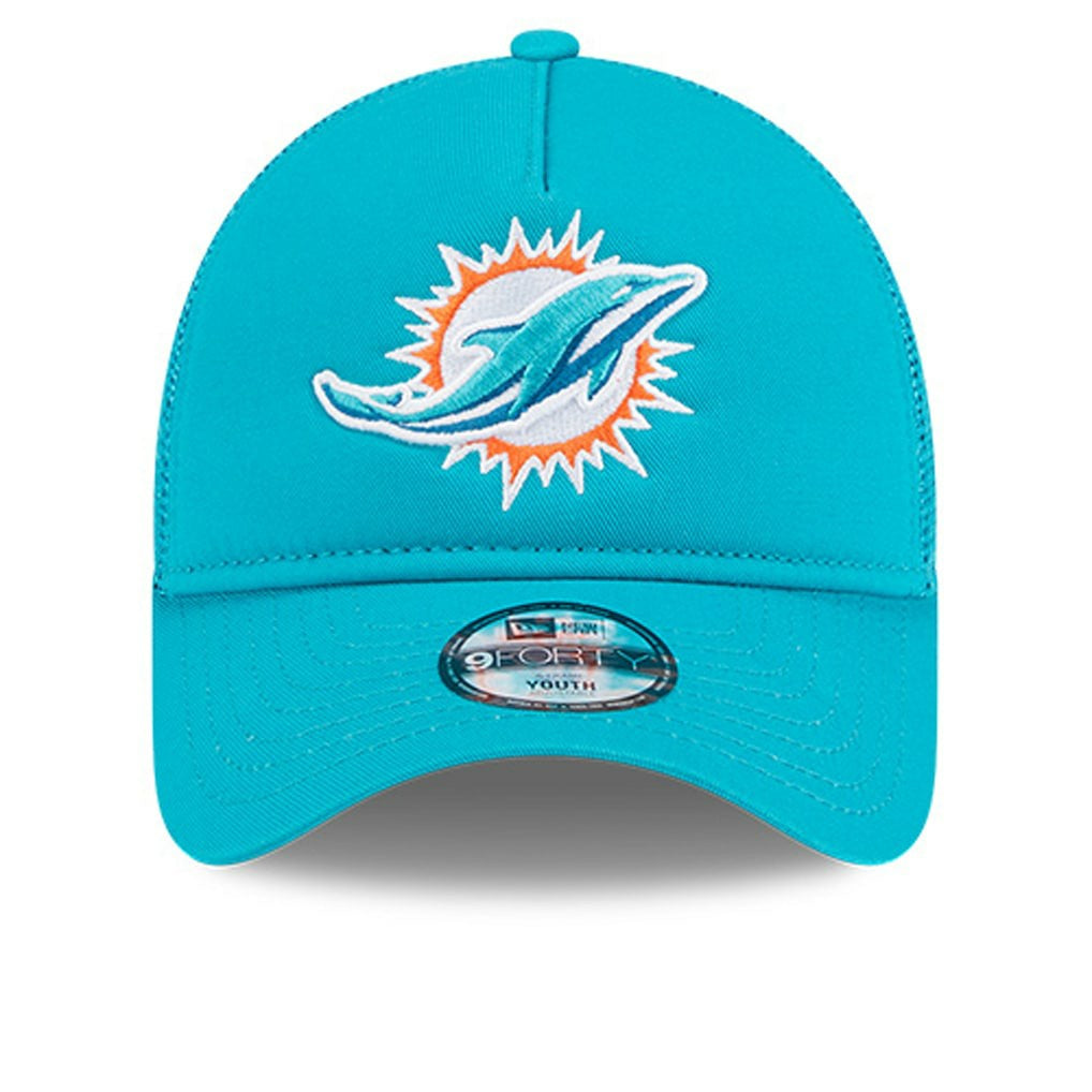 Miami Dolphins New Era Youth Main A-Frame 9FORTY Adjustable Hat - Aqua - NFL