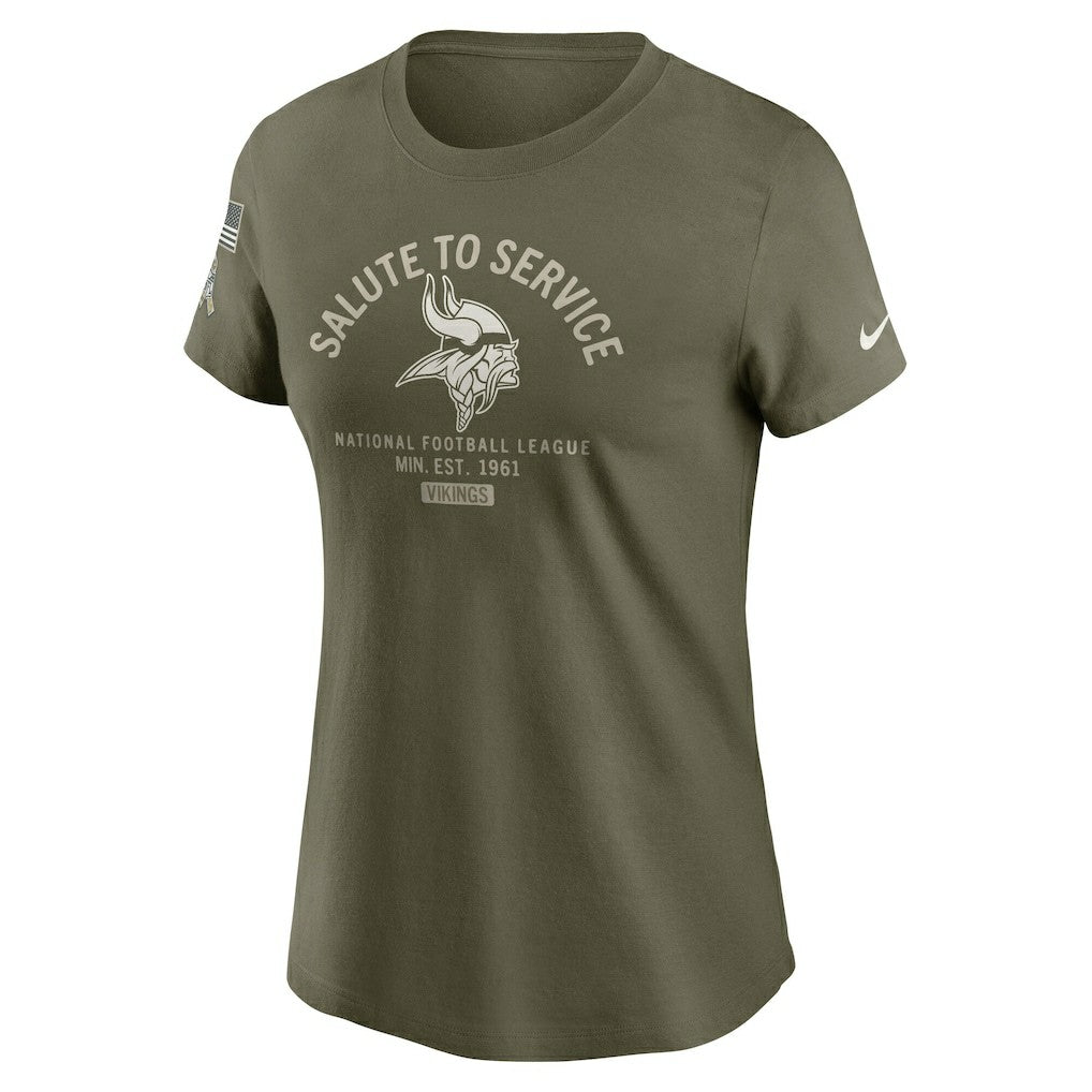 Minnesota Vikings Women's 2025 Salute to Service Sideline T-Shirt - Olive - Nike