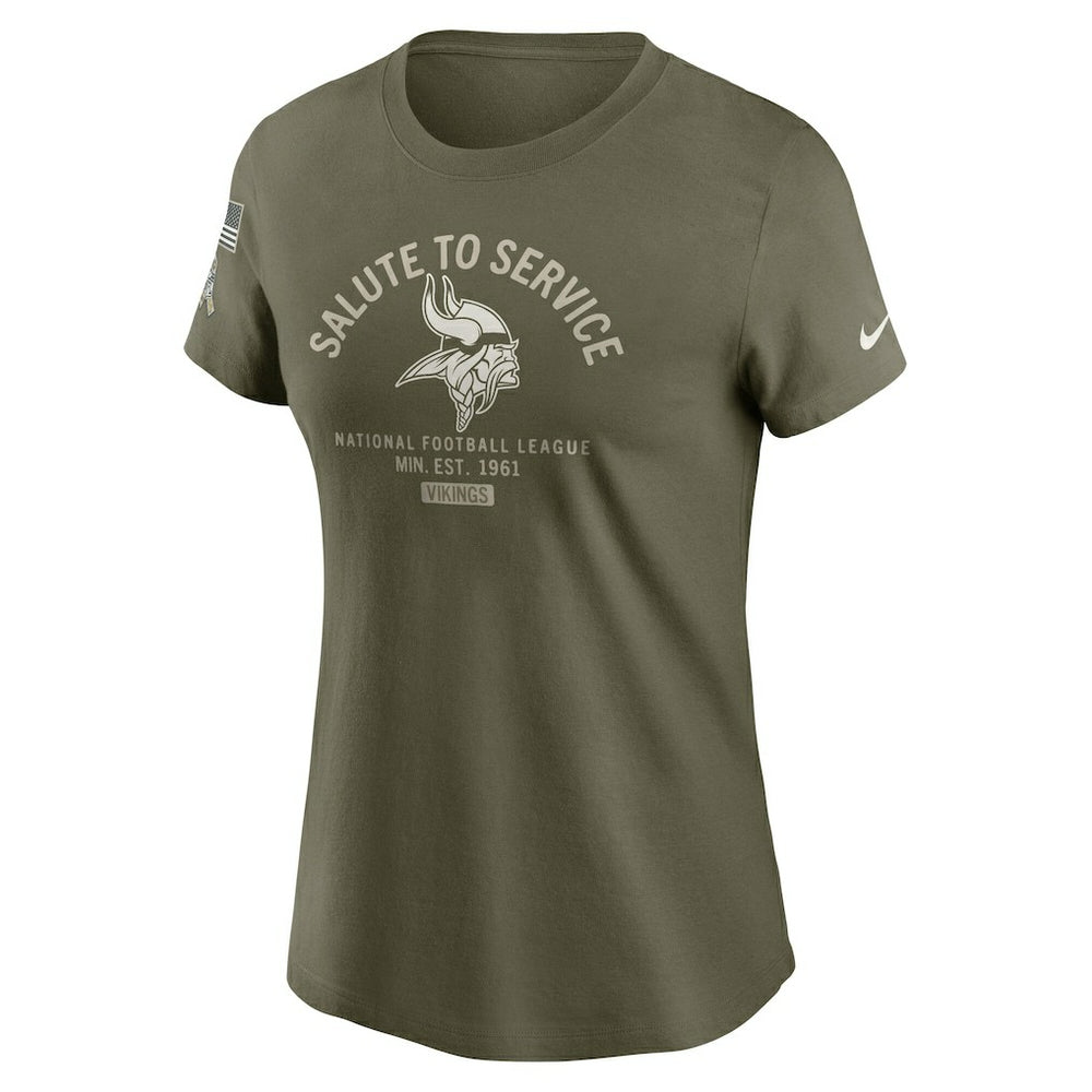 Minnesota Vikings Women's 2025 Salute to Service Sideline T-Shirt - Olive - Nike