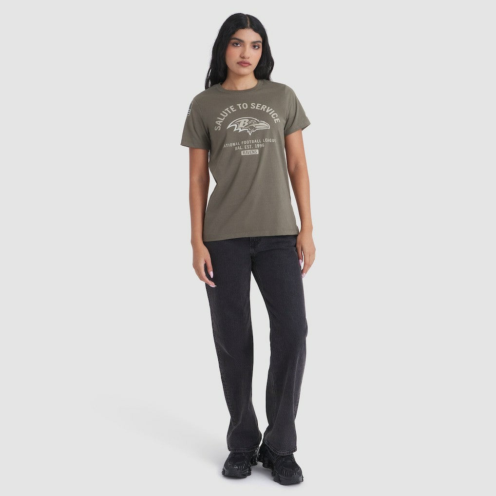 Baltimore Ravens Women's 2025 Salute to Service Sideline T-Shirt - Olive - Nike