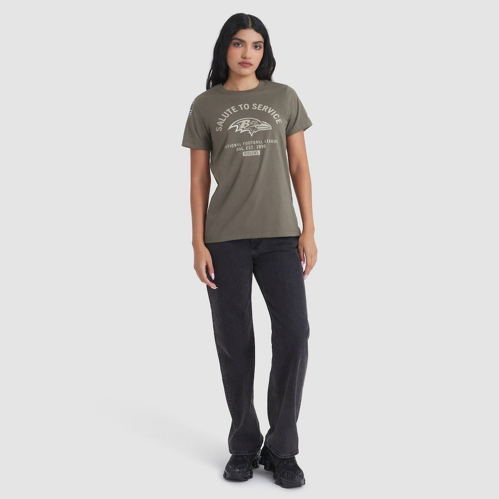 Baltimore Ravens Women's 2025 Salute to Service Sideline T-Shirt - Olive - Nike