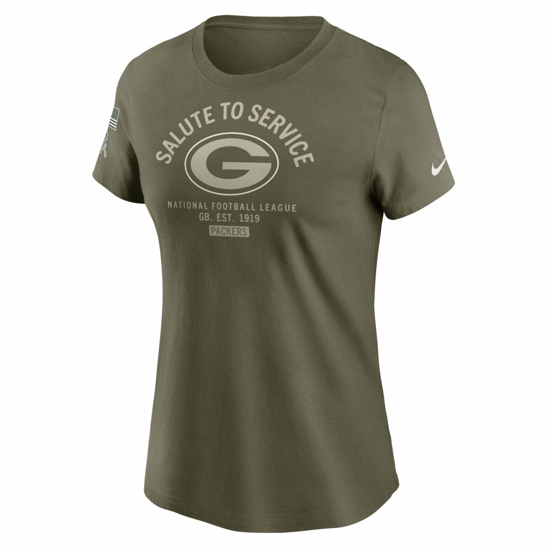 Green Bay Packers Women's 2025 Salute to Service Sideline T-Shirt - Olive - Nike