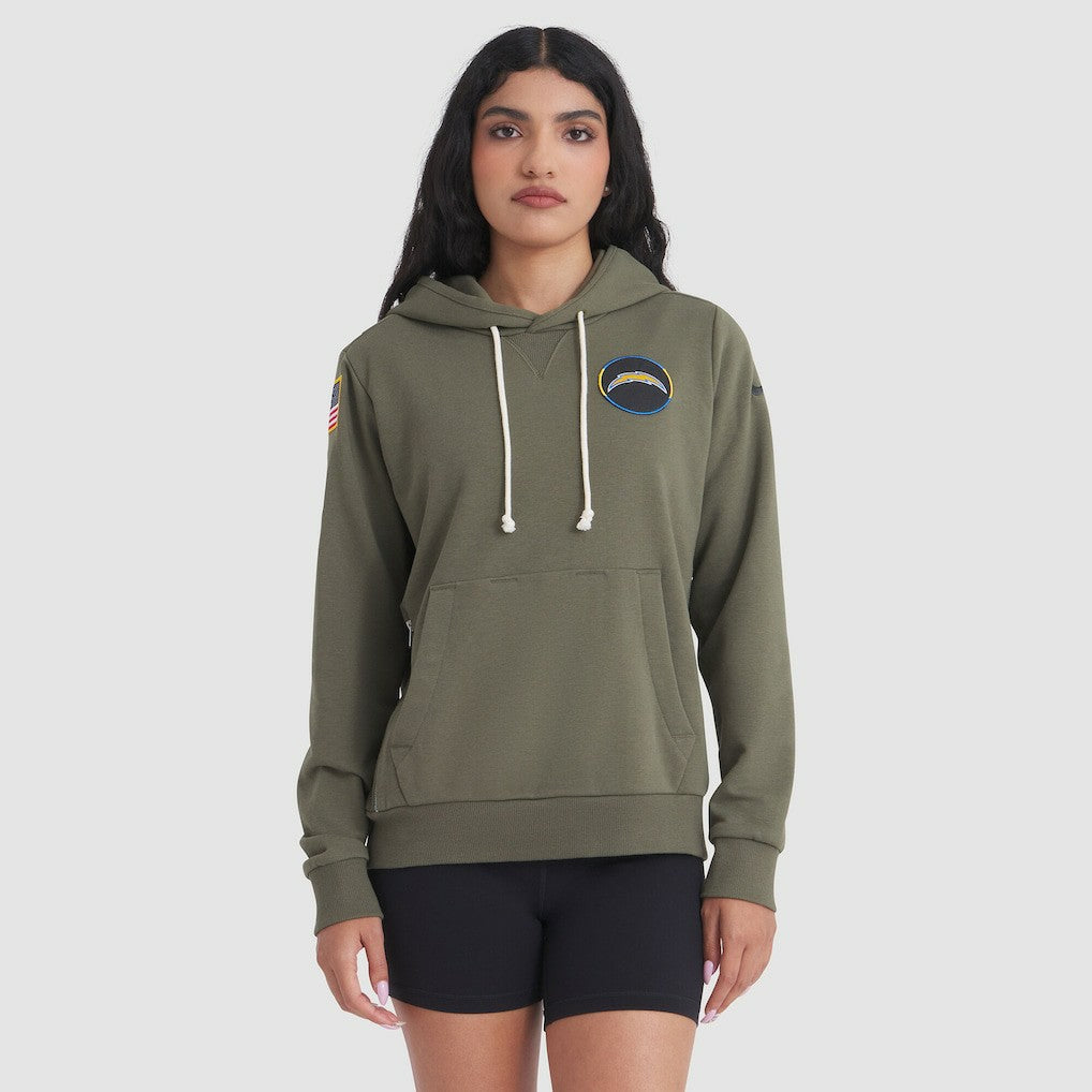 Los Angeles Chargers Women's 2025 Salute to Service Sideline Standard Issue Dri-FIT Hoodie - Olive - Nike