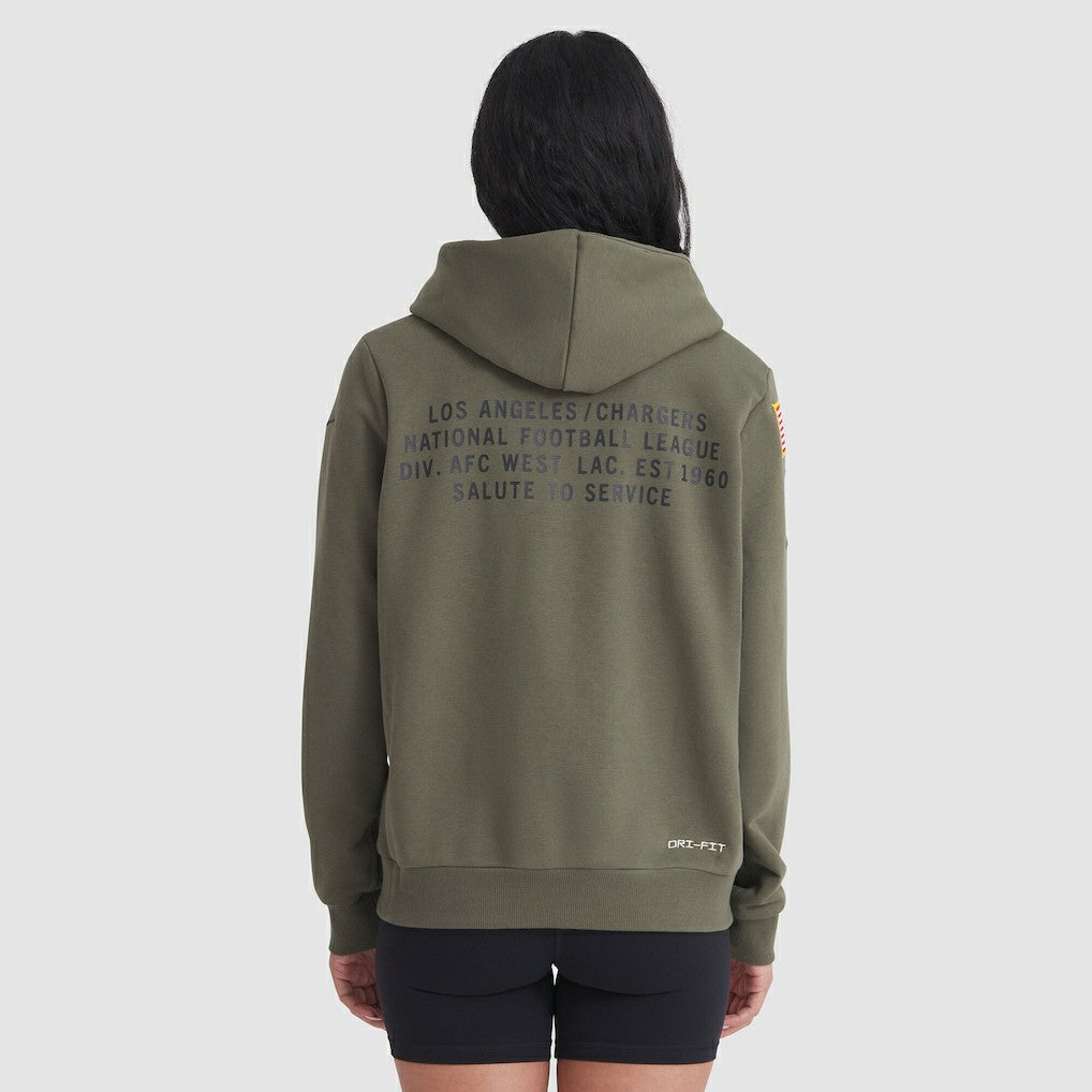 Los Angeles Chargers Women's 2025 Salute to Service Sideline Standard Issue Dri-FIT Hoodie - Olive - Nike