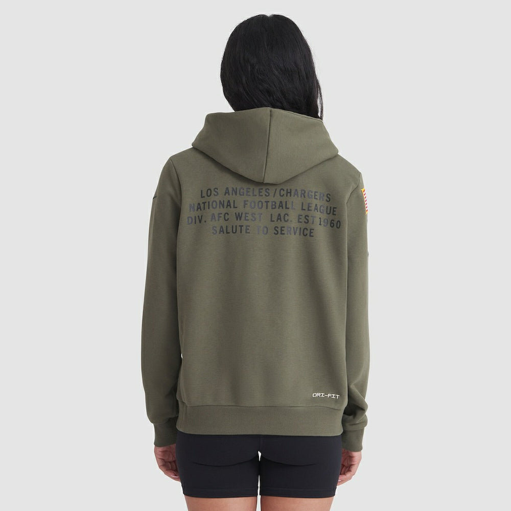 Los Angeles Chargers Women's 2025 Salute to Service Sideline Standard Issue Dri-FIT Hoodie - Olive - Nike
