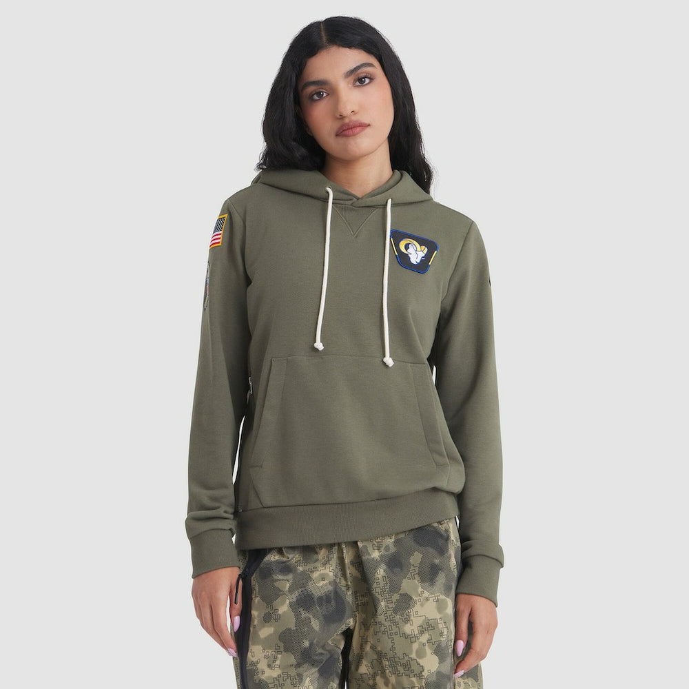 Los Angeles Rams Women's 2025 Salute to Service Sideline Standard Issue Dri-FIT Hoodie - Olive - Nike