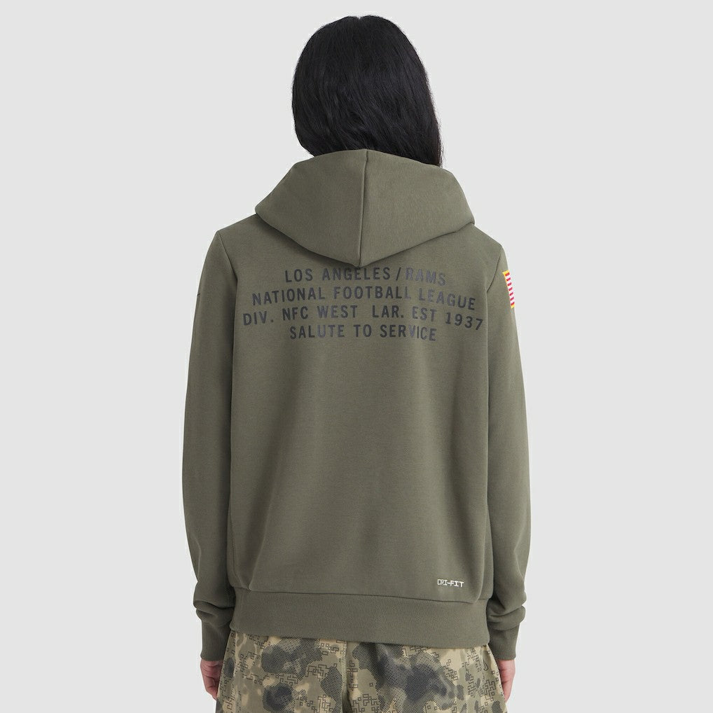 Los Angeles Rams Women's 2025 Salute to Service Sideline Standard Issue Dri-FIT Hoodie - Olive - Nike
