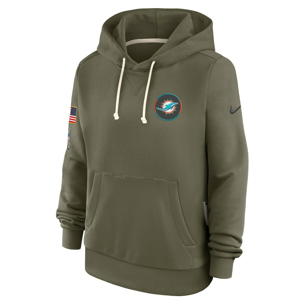 Miami Dolphins Women's 2025 Salute to Service Sideline Standard Issue Dri-FIT Hoodie - Olive - Nike