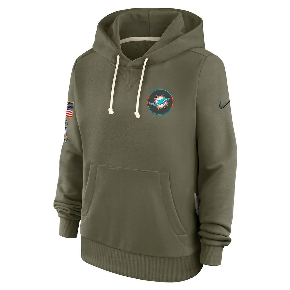 Miami Dolphins Women's 2025 Salute to Service Sideline Standard Issue Dri-FIT Hoodie - Olive - Nike