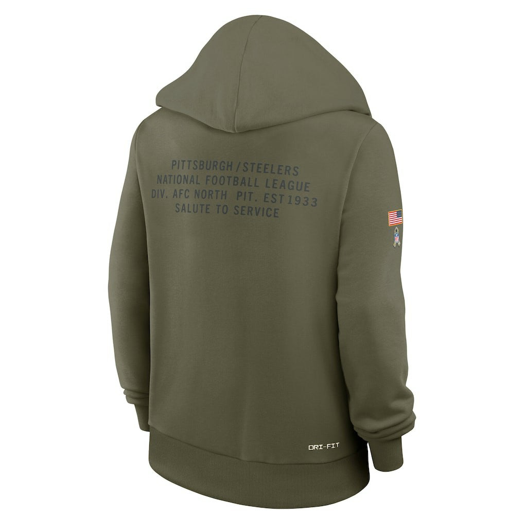 Pittsburgh Steelers Women's 2025 Salute to Service Sideline Standard Issue Dri-FIT Hoodie - Olive - Nike
