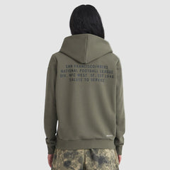 San Francisco 49ers Women's 2025 Salute to Service Sideline Standard Issue Dri-FIT Hoodie - Olive - Nike