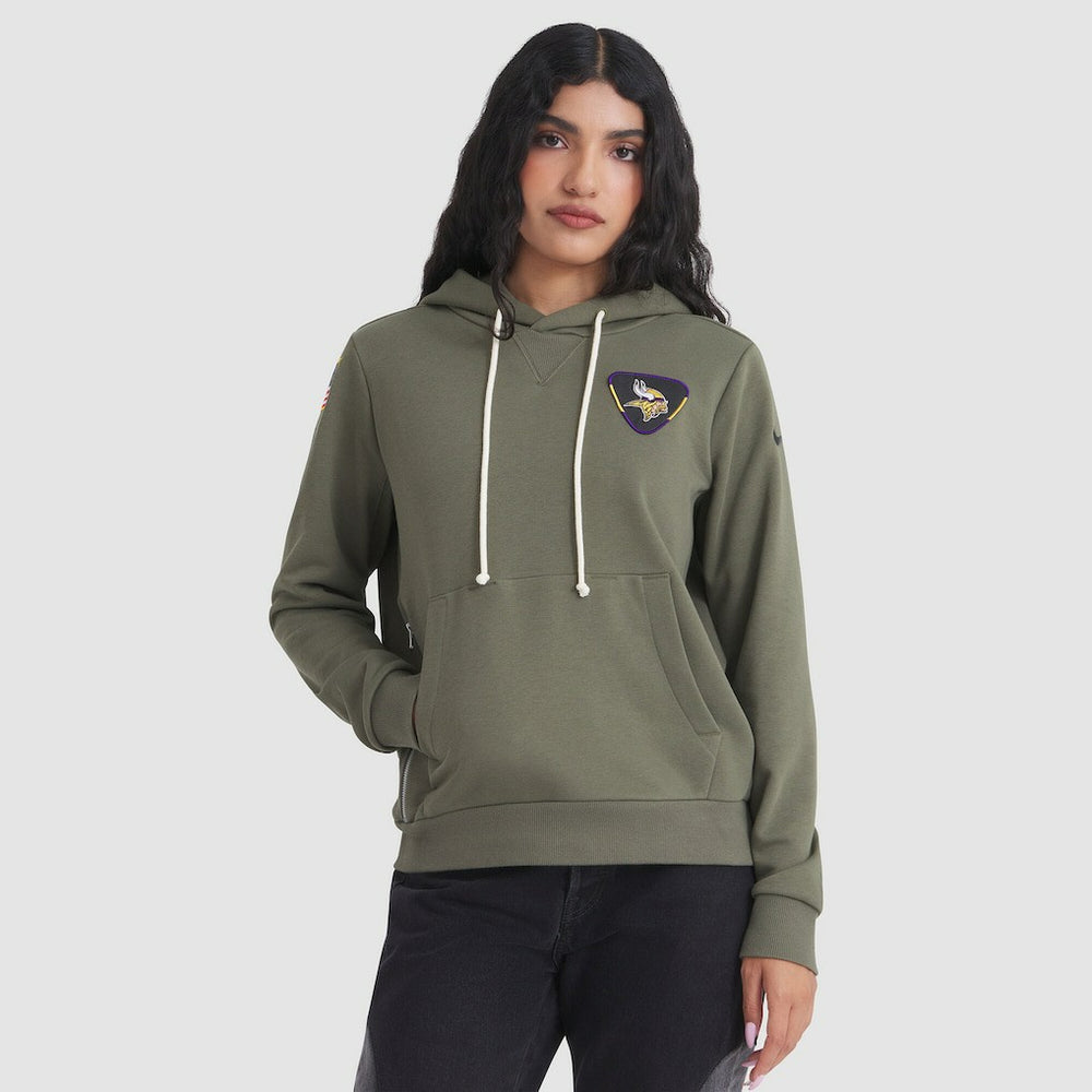 Minnesota Vikings Women's 2025 Salute to Service Sideline Standard Issue Dri-FIT Hoodie - Olive - Nike