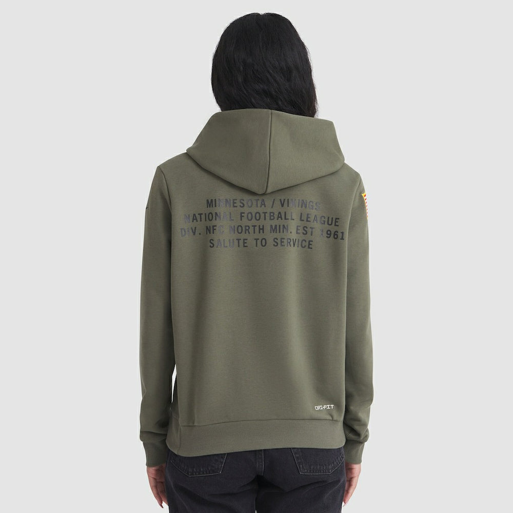 Minnesota Vikings Women's 2025 Salute to Service Sideline Standard Issue Dri-FIT Hoodie - Olive - Nike