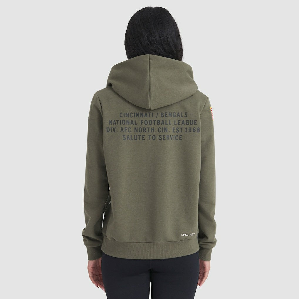 Cincinnati Bengals Women's 2025 Salute to Service Sideline Standard Issue Dri-FIT Hoodie - Olive - Nike