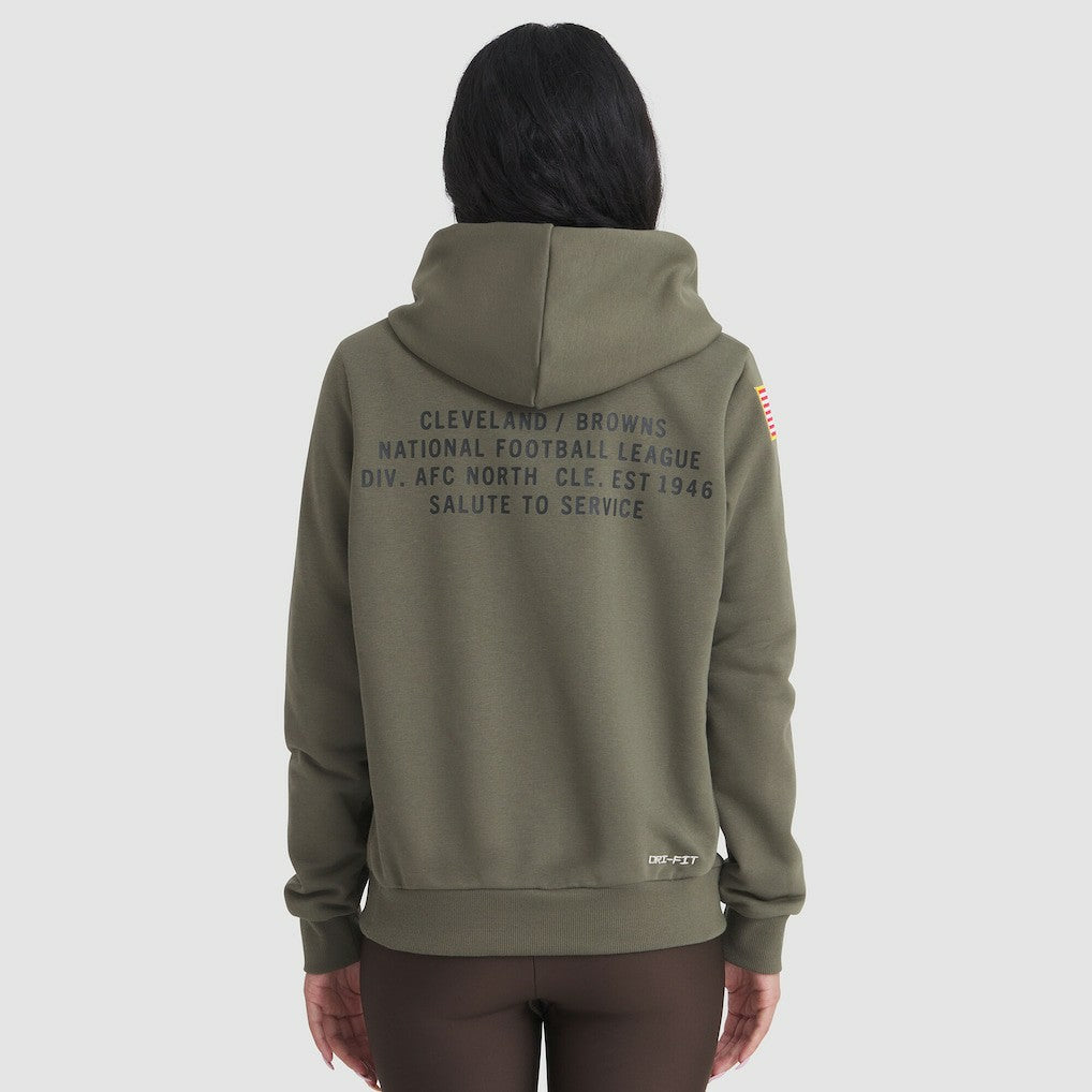 Cleveland Browns Women's 2025 Salute to Service Sideline Standard Issue Dri-FIT Hoodie - Olive - Nike