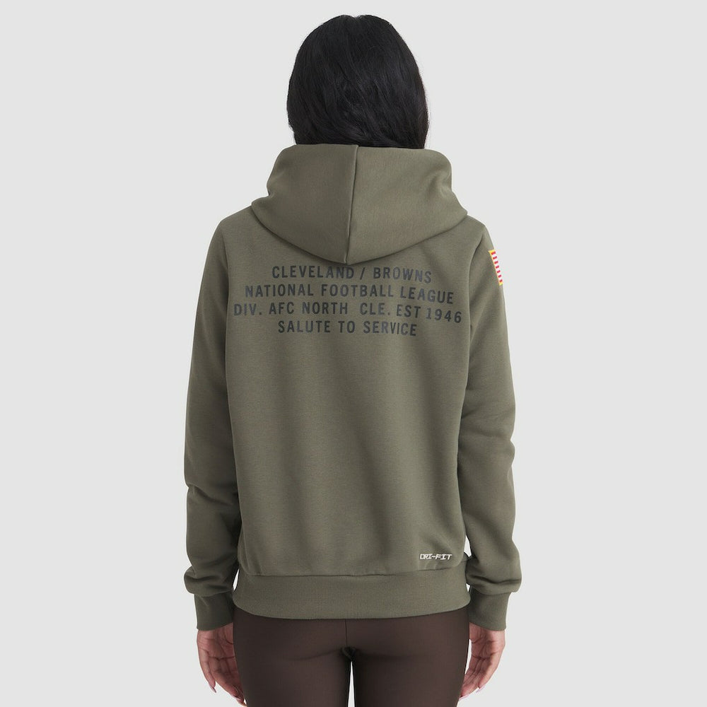 Cleveland Browns Women's 2025 Salute to Service Sideline Standard Issue Dri-FIT Hoodie - Olive - Nike