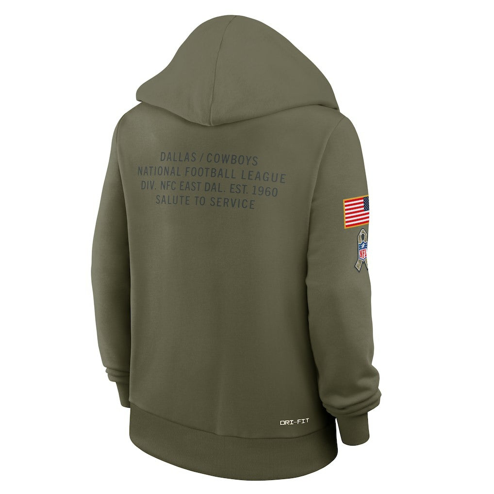 Dallas Cowboys Women's 2025 Salute to Service Sideline Standard Issue Dri-FIT Hoodie - Olive - Nike