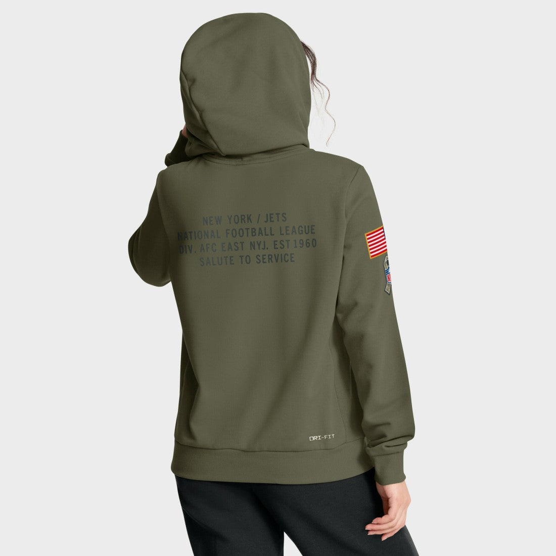 New York Jets Women's 2025 Salute to Service Sideline Standard Issue Dri-FIT Hoodie - Olive - Nike