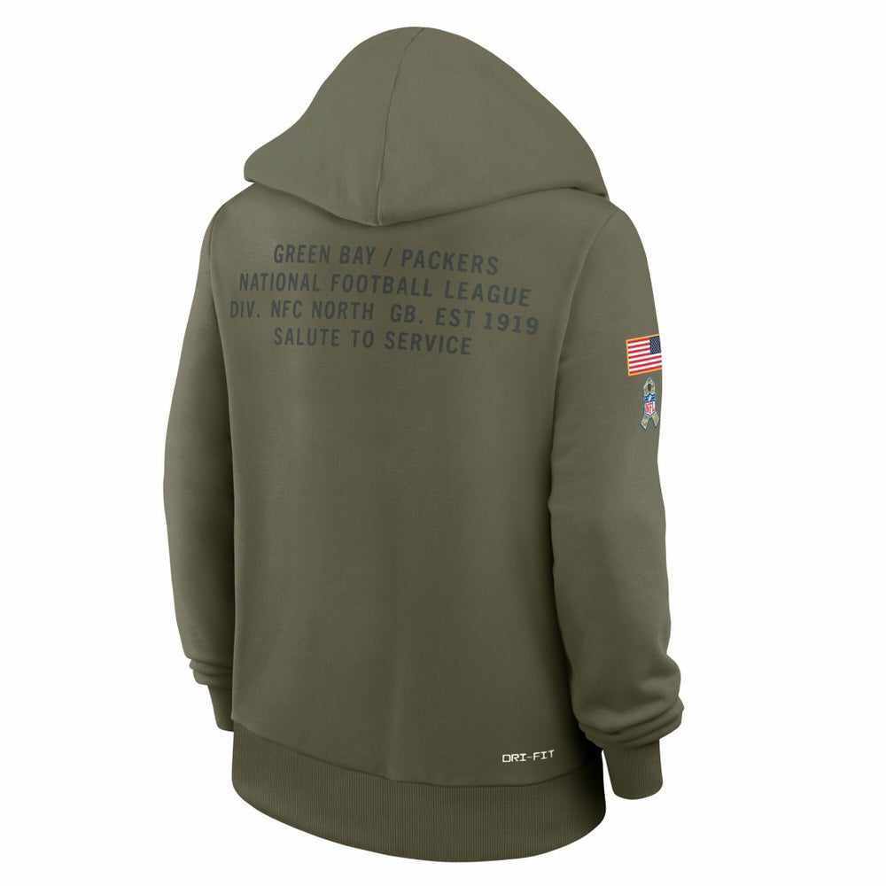 Green Bay Packers Women's 2025 Salute to Service Sideline Standard Issue Dri-FIT Hoodie - Olive - Nike