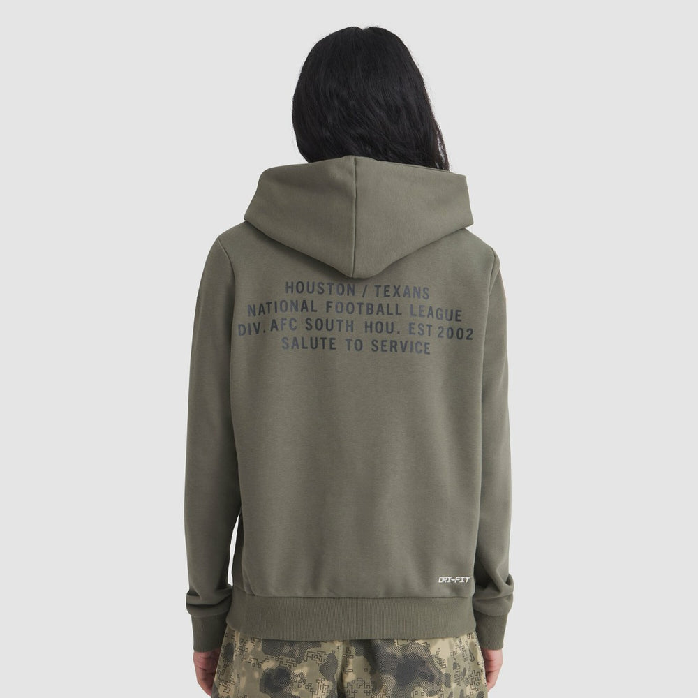 Houston Texans Women's 2025 Salute to Service Sideline Standard Issue Dri-FIT Hoodie - Olive - Nike