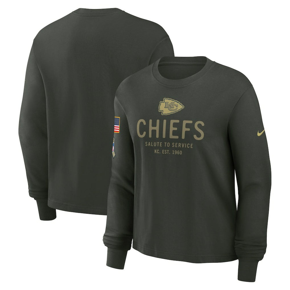 Kansas City Chiefs Women's 2025 Salute to Service Sideline Dri-FIT Long Sleeve T-Shirt - Dark Green - Nike