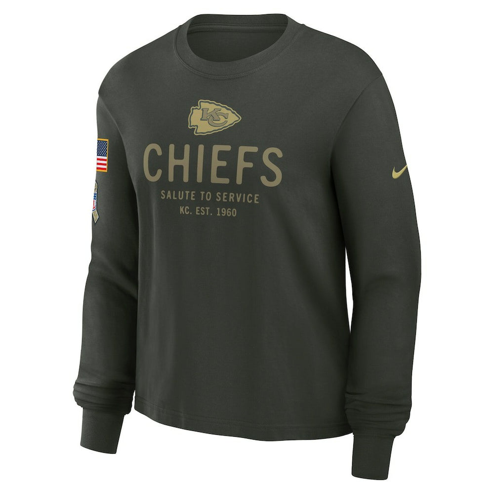 Kansas City Chiefs Women's 2025 Salute to Service Sideline Dri-FIT Long Sleeve T-Shirt - Dark Green - Nike