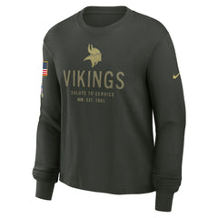 Minnesota Vikings Women's 2025 Salute to Service Sideline Dri-FIT Long Sleeve T-Shirt - Dark Green - Nike