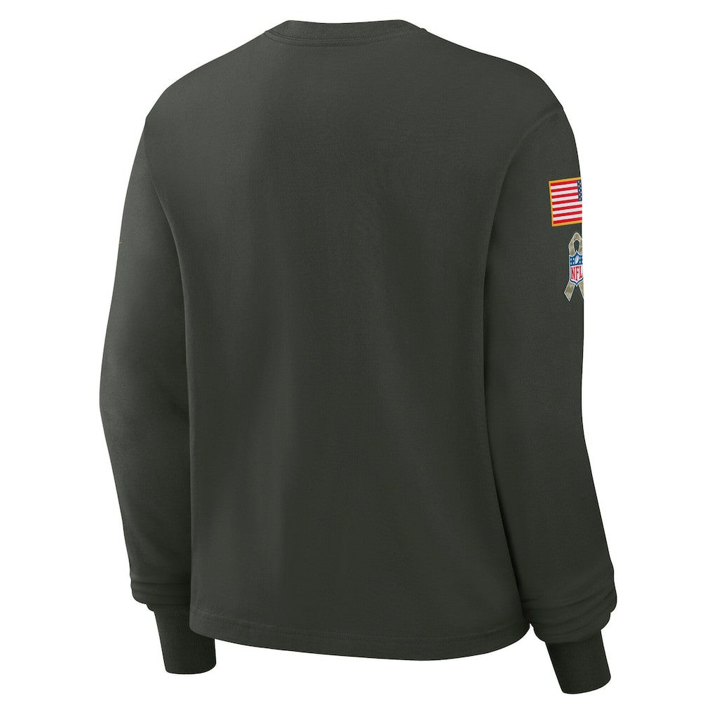 Minnesota Vikings Women's 2025 Salute to Service Sideline Dri-FIT Long Sleeve T-Shirt - Dark Green - Nike