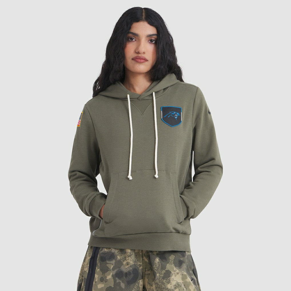 Carolina Panthers Women's 2025 Salute to Service Sideline Standard Issue Dri-FIT Hoodie - Olive - Nike