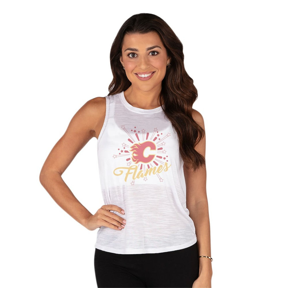 Calgary Flames Concepts Sport Women's Infuse Knit Tank Top - White | NHL Clearance