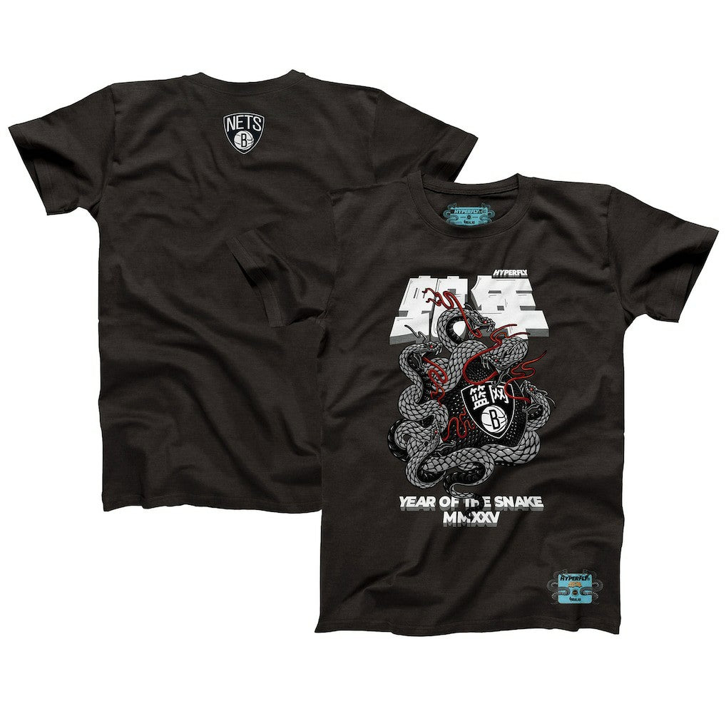 Brooklyn Nets NBALab x Hyperfly Unisex Year of the Snake Lunar New Year Collection T-Shirt Heather Black