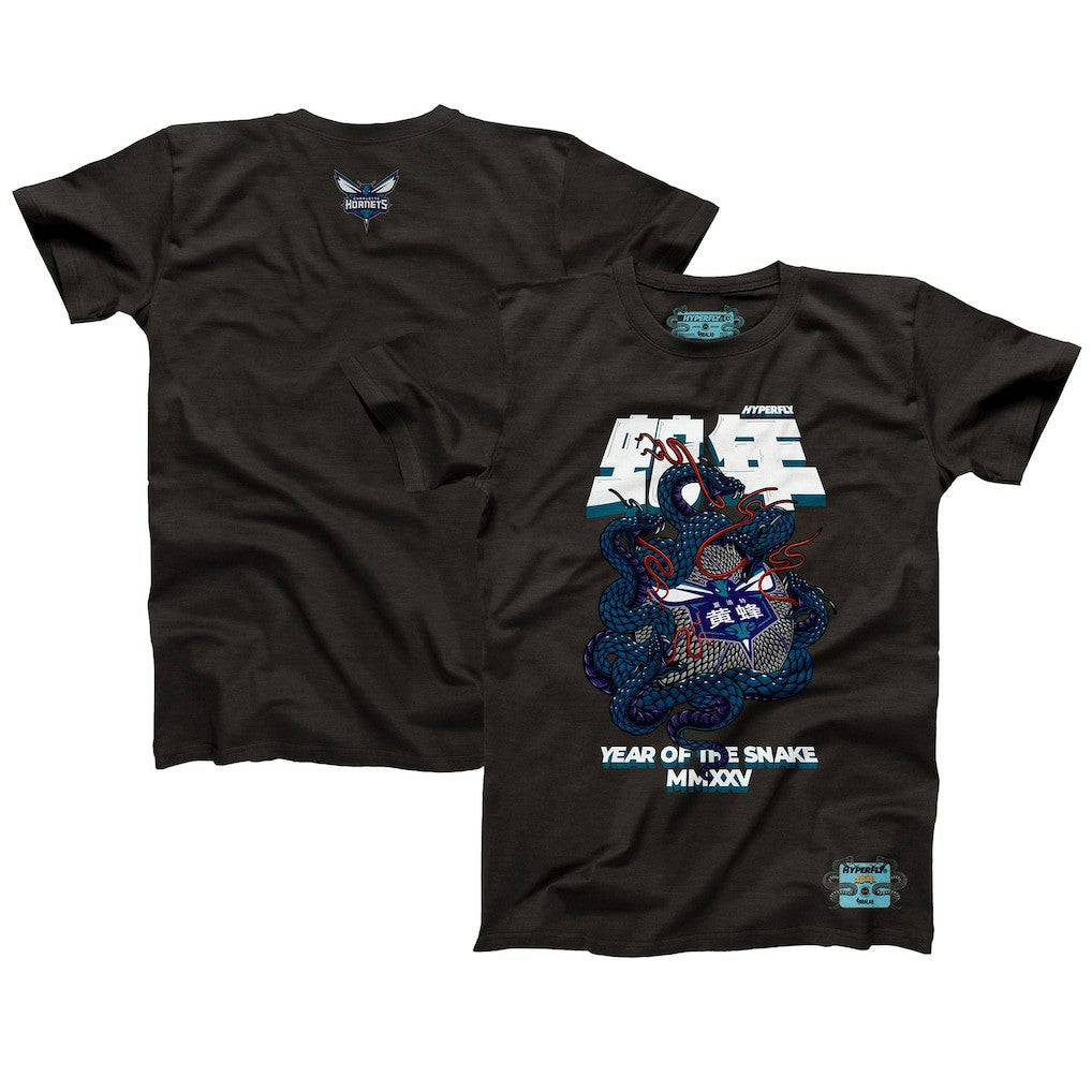 Charlotte Hornets NBALab x Hyperfly Unisex Year of the Snake Lunar New Year Collection T-Shirt Heather Black