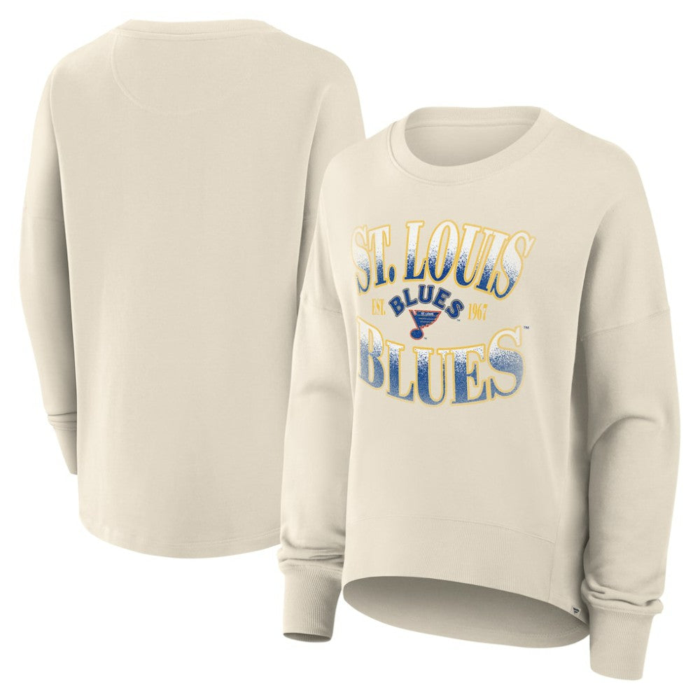 St. Louis Blues Fanatics Women's Oversized Vintage Slice Pullover Sweatshirt - Cream | Fanatics Clearance