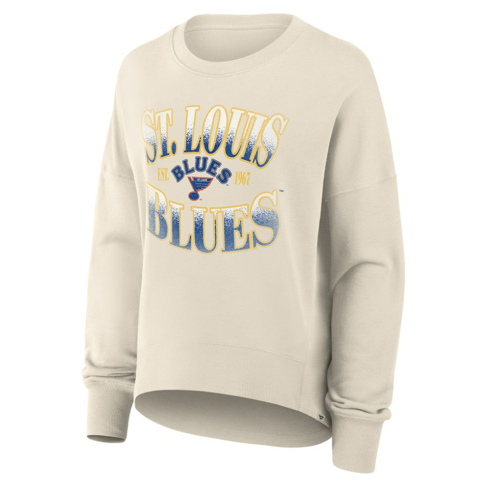 St. Louis Blues Fanatics Women's Oversized Vintage Slice Pullover Sweatshirt - Cream | Fanatics Clearance