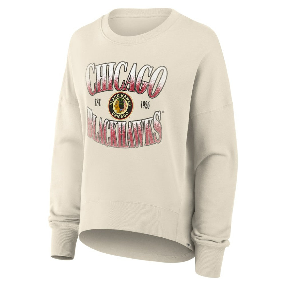 Chicago Blackhawks Fanatics Women's Oversized Vintage Slice Pullover Sweatshirt - Cream | Fanatics near me