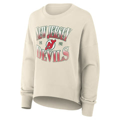 New Jersey Devils Fanatics Women's Oversized Vintage Slice Pullover Sweatshirt - Cream | Fanatics online