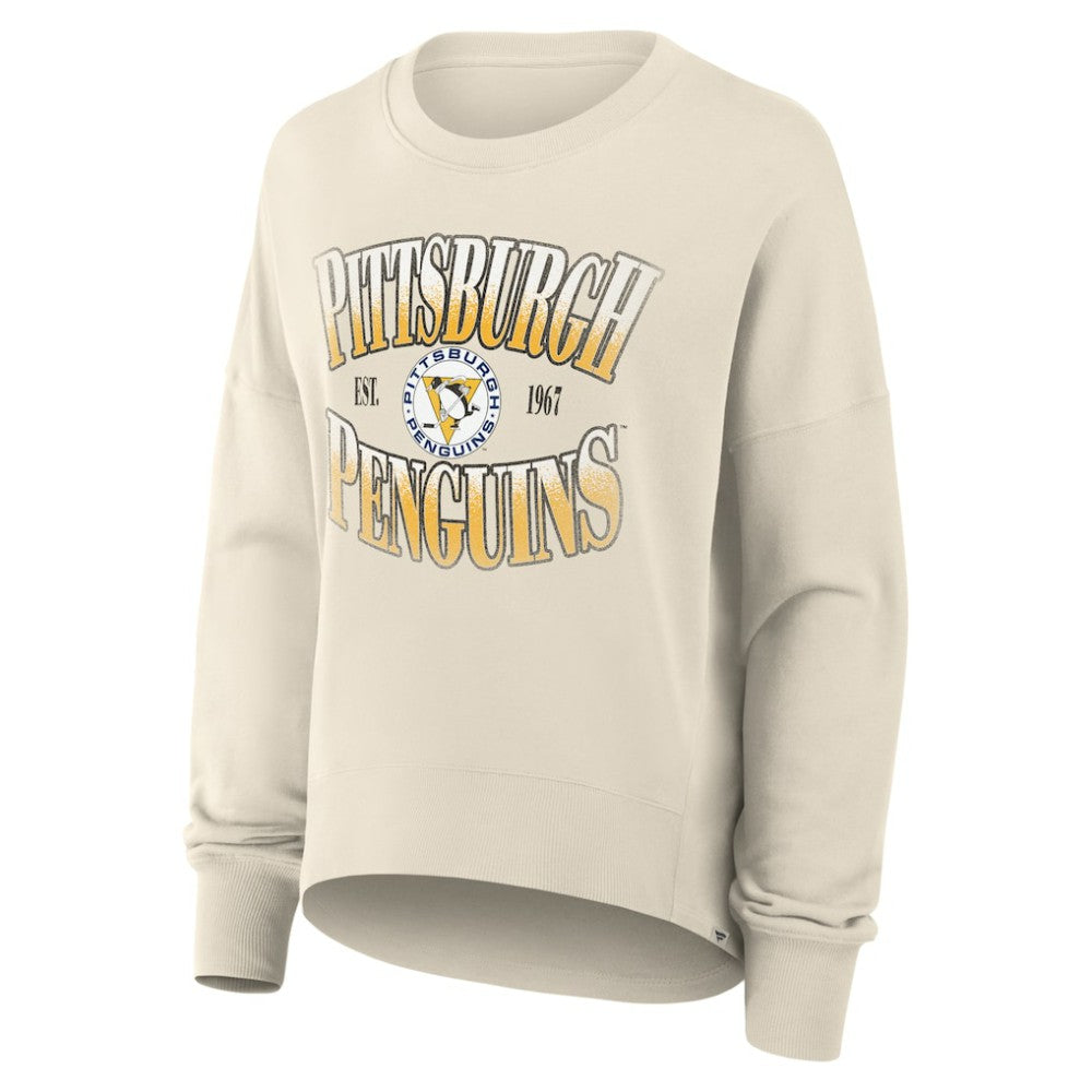 Pittsburgh Penguins Fanatics Women's Oversized Vintage Slice Pullover Sweatshirt - Cream | Fanatics Clearance