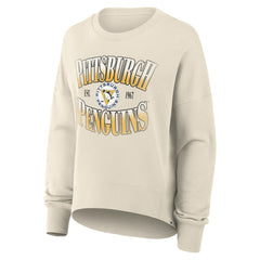Pittsburgh Penguins Fanatics Women's Oversized Vintage Slice Pullover Sweatshirt - Cream | Fanatics Clearance
