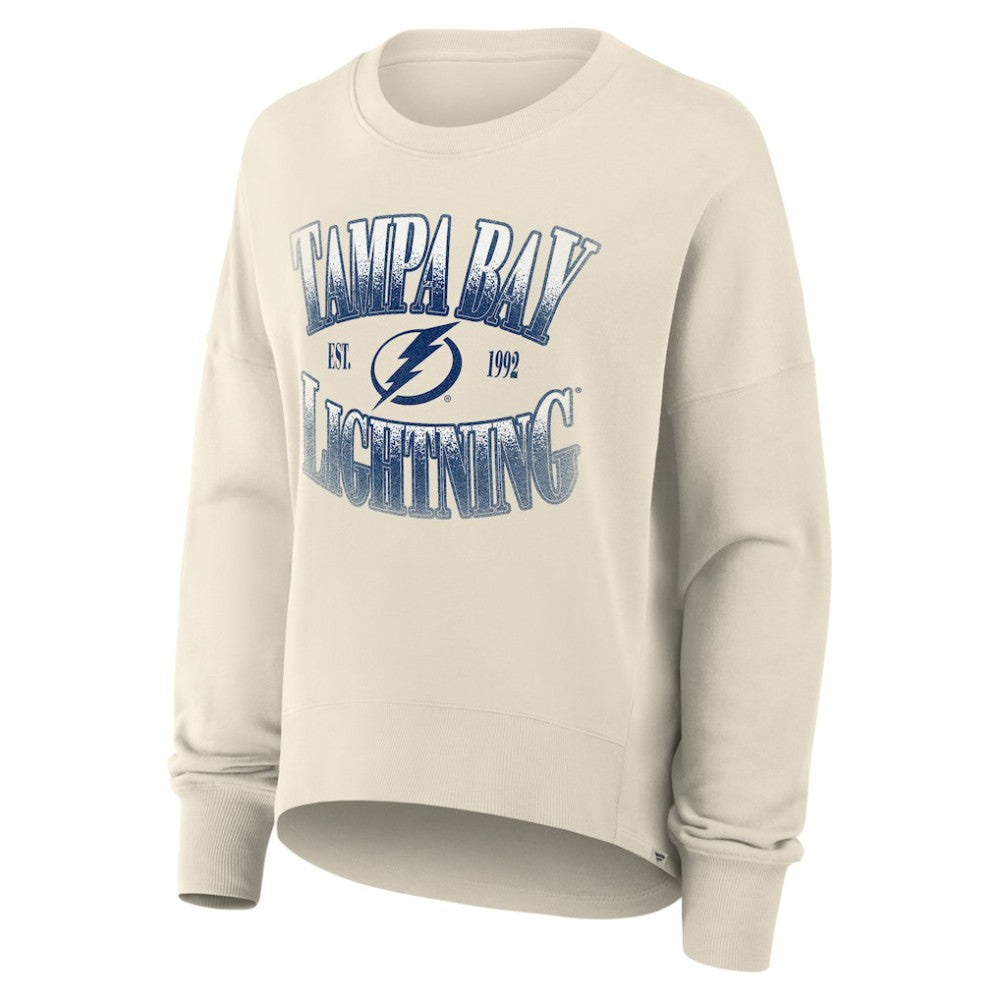 Tampa Bay Lightning Fanatics Women's Oversized Slice Pullover Sweatshirt - Cream | Fanatics Clearance