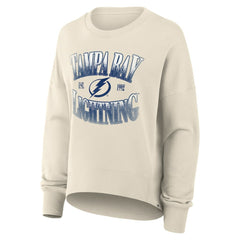 Tampa Bay Lightning Fanatics Women's Oversized Slice Pullover Sweatshirt - Cream | Fanatics Clearance