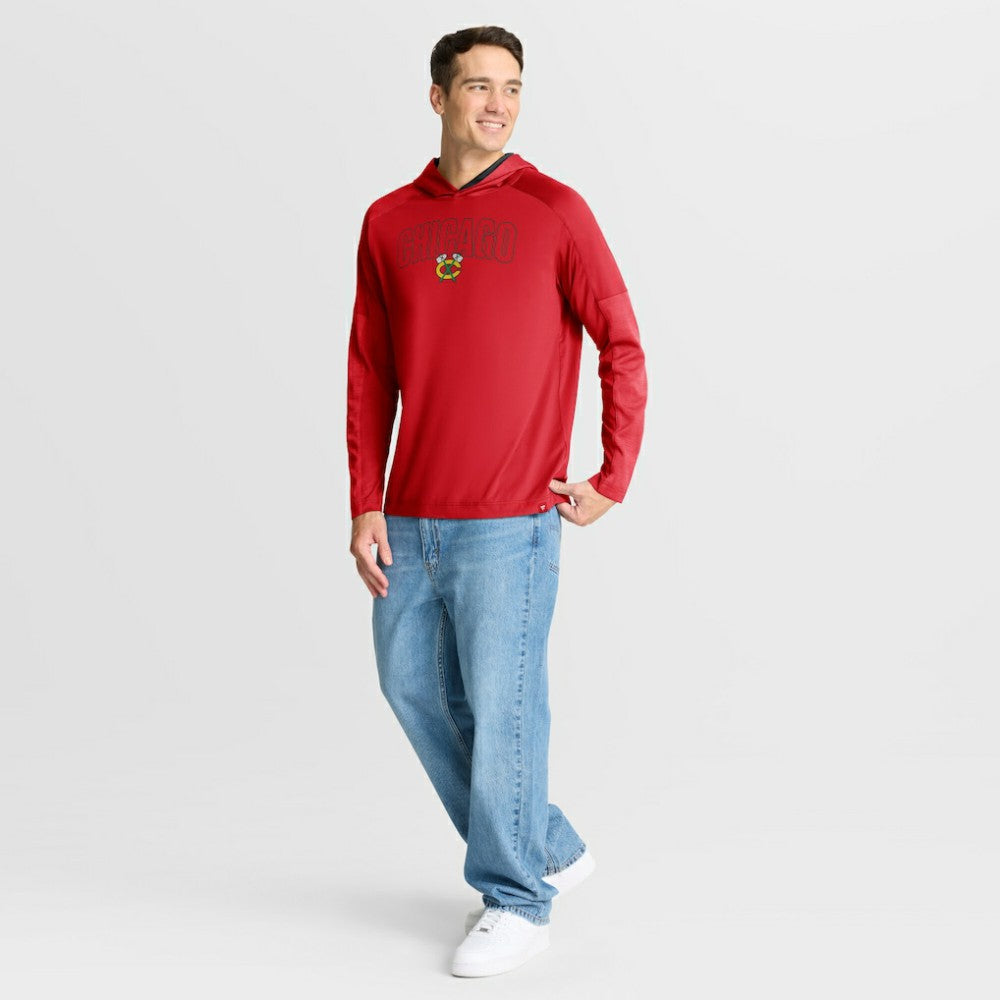 Chicago Blackhawks Fanatics Penalty Shot Long Sleeve Hoodie T-Shirt - Red | Fanatics Lifestyle