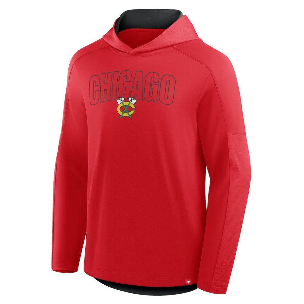 Chicago Blackhawks Fanatics Penalty Shot Long Sleeve Hoodie T-Shirt - Red | Fanatics Lifestyle