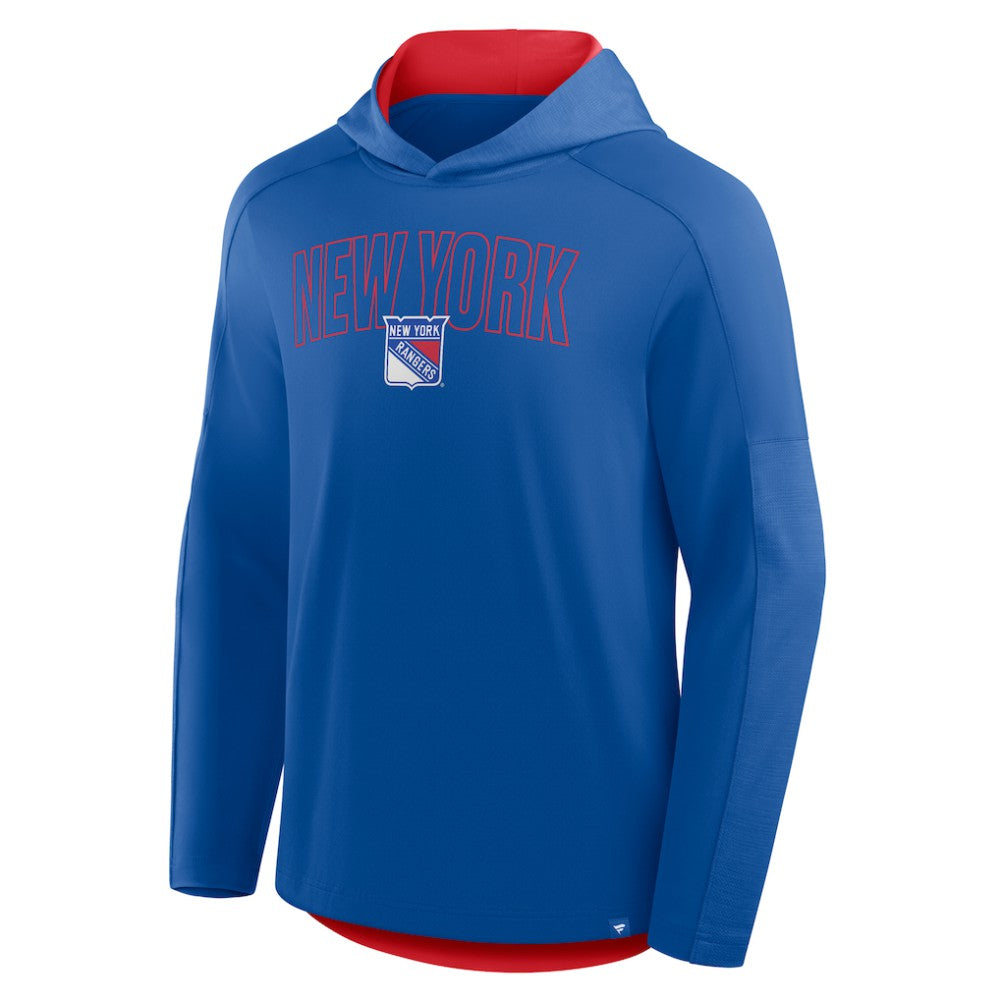 New York Rangers Fanatics Penalty Shot Long Sleeve Hoodie T-Shirt - Blue | Fanatics Clearance