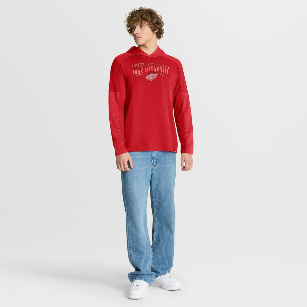 Detroit Red Wings Fanatics Penalty Shot Long Sleeve Hoodie T-Shirt - Red | Fanatics Lifestyle