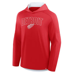 Detroit Red Wings Fanatics Penalty Shot Long Sleeve Hoodie T-Shirt - Red | Fanatics Lifestyle