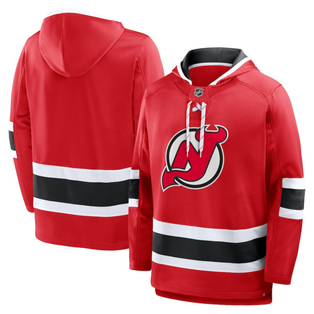 New Jersey Devils Fanatics Prime Time Fleece Hoodie - Red | Fanatics Clearance