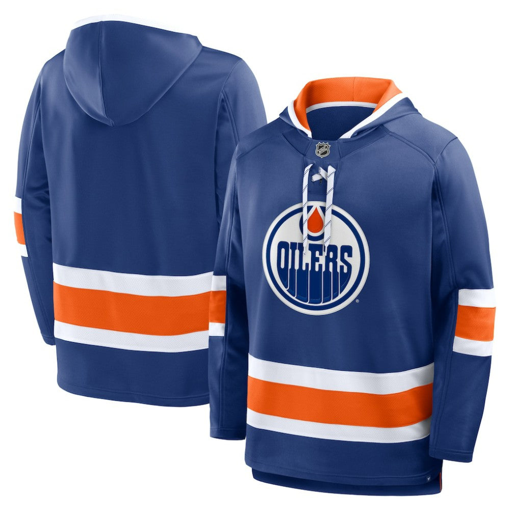 Edmonton Oilers Fanatics Prime Time Fleece Hoodie - Royal | Fanatics near me