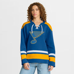 St. Louis Blues Fanatics Women's Icing Long Sleeve Lace Up Sweatshirt - Blue | Fanatics near me