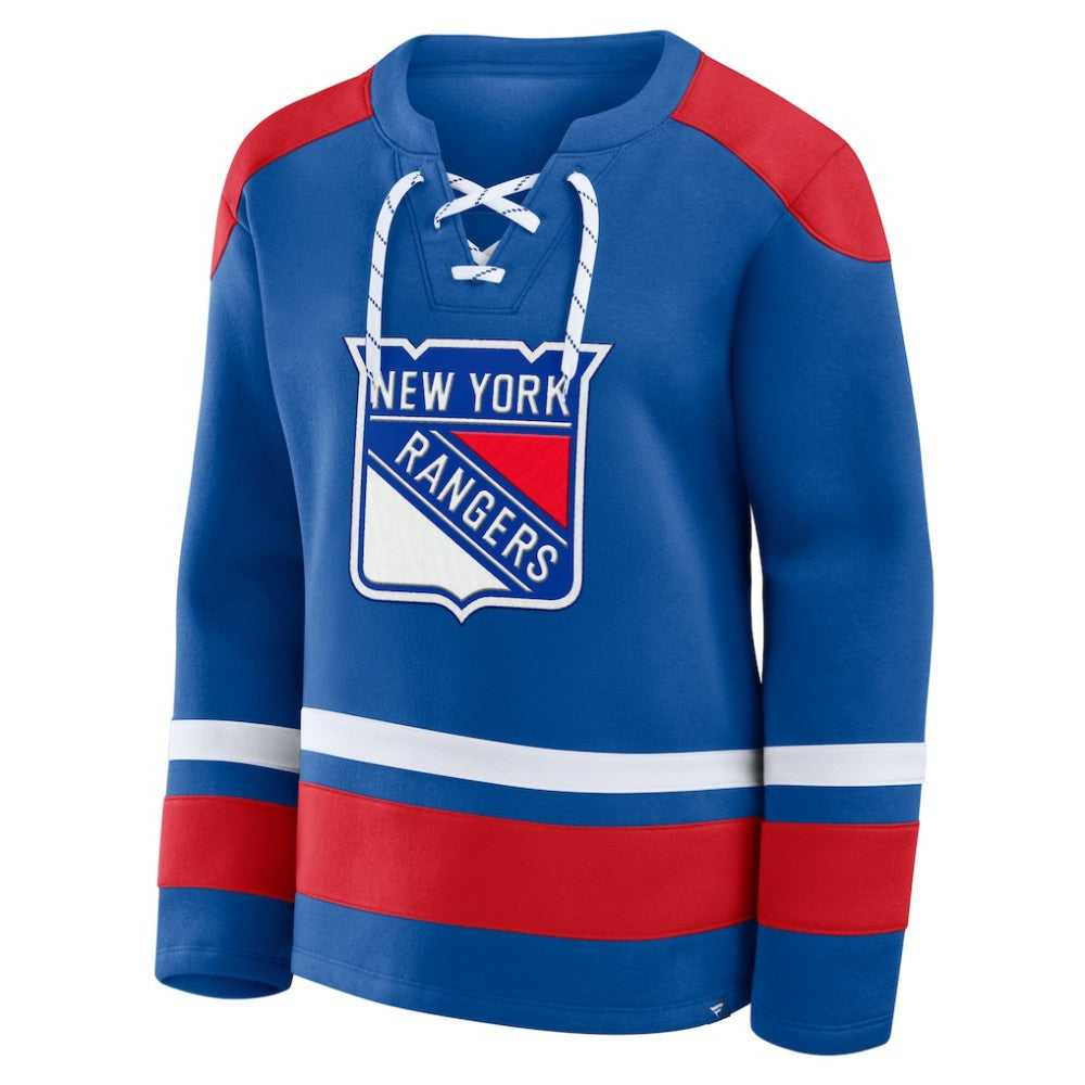 New York Rangers Fanatics Women's Icing Long Sleeve Lace Up Sweatshirt - Blue | Fanatics Clearance